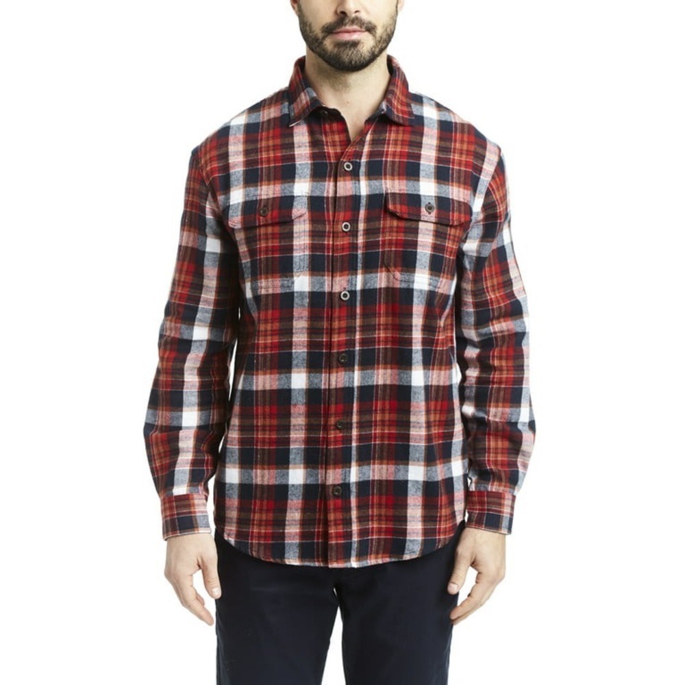 90s Style Cabincore Woodsman Gorpcore Red Flannel Button Down Shirt